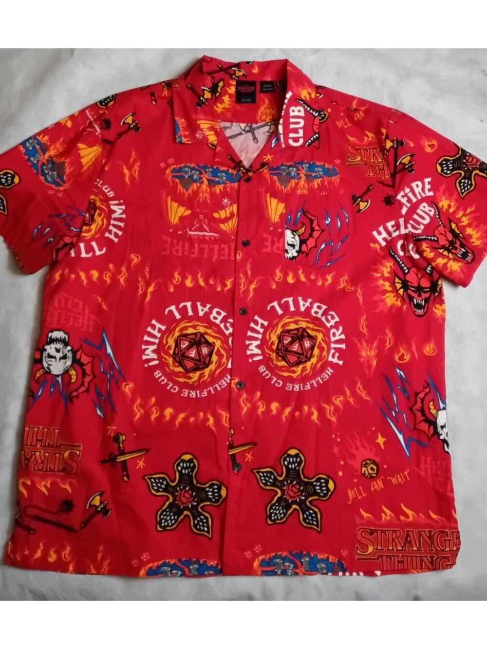 Stranger Things Hellfire Club Shirt XXL Button Front AOP